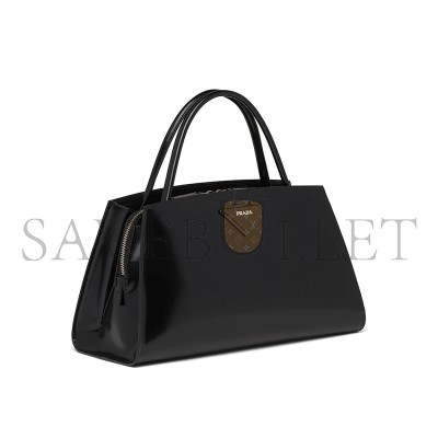 PRADA LEATHER HANDBAG WOMEN'S BLACK 1BA327 (33*18*13.5cm)